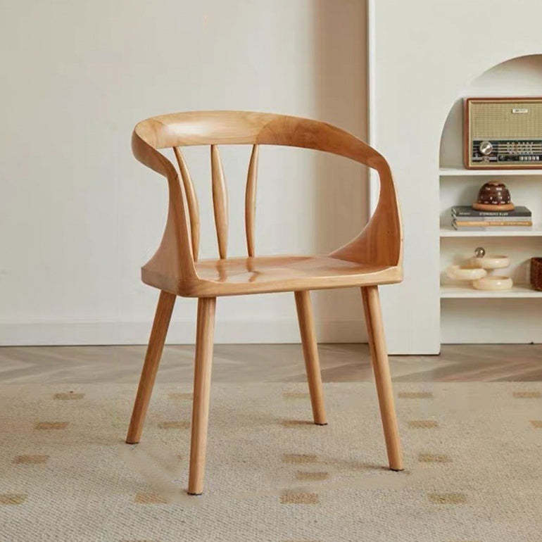 Back solid wood dining chairs & benches for dining room — Natural Wood