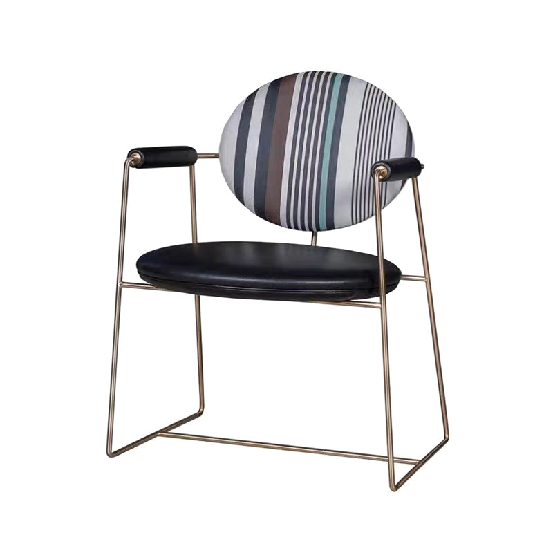 Scandinavian Microfiber Leather Round Dining Chair