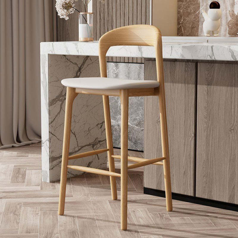 Lighom minimalist wood bar & counter stools in leather — Original Wood