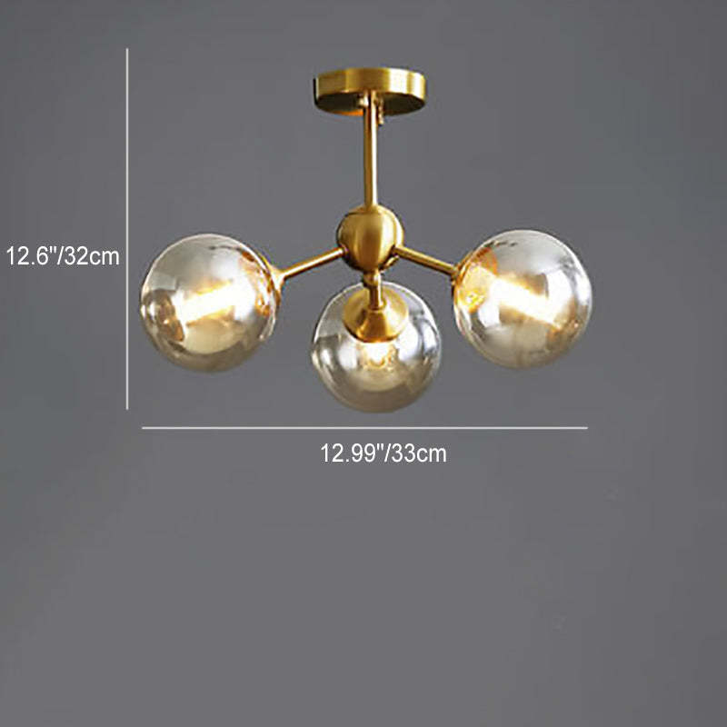 Minimalist All-Copper Branch Orb Ceiling Light