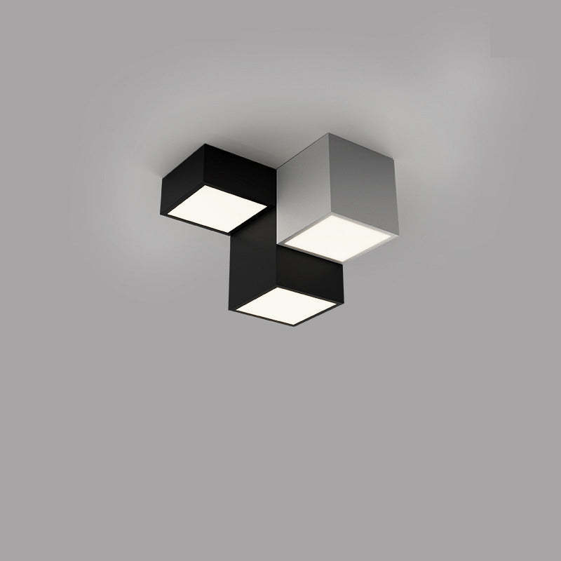 Minimalist Cube Iron Acrylic LED Flush Mount Light