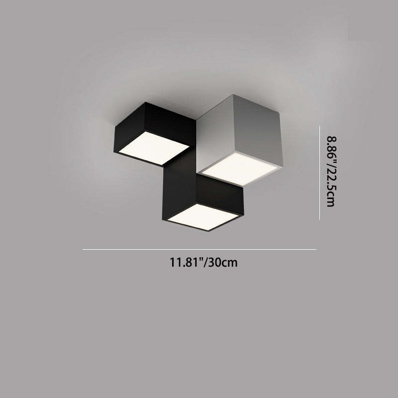 Minimalist Cube Iron Acrylic LED Flush Mount Light