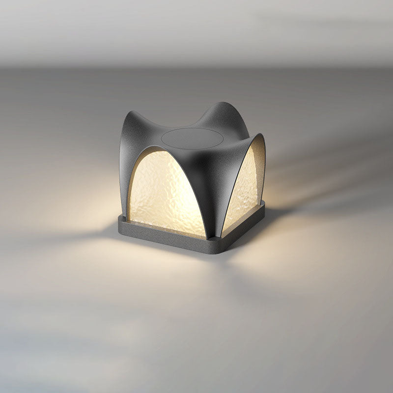 Art Deco Solar Curve Cube LED Outdoor Landscape Light
