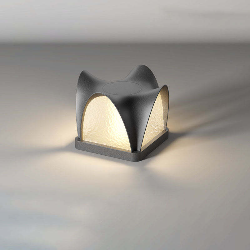 Art Deco Solar Curve Cube LED Outdoor Landscape Light