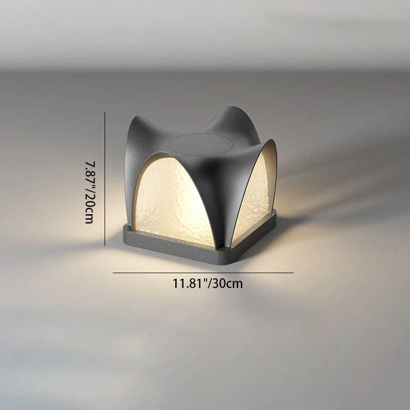 Art Deco Solar Curve Cube LED Outdoor Landscape Light