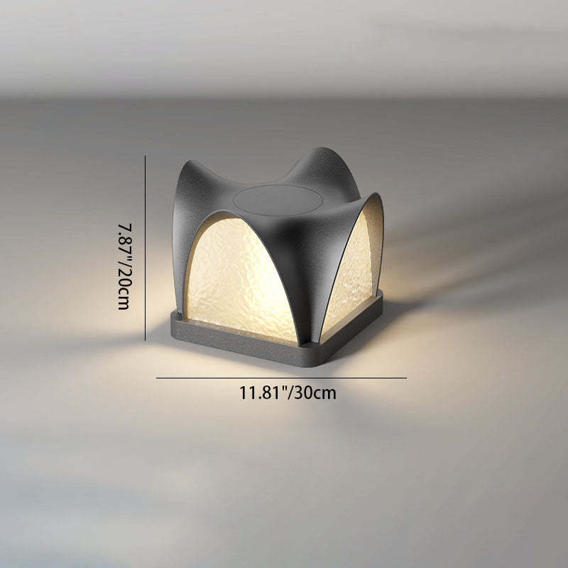 Art Deco Solar Curve Cube LED Outdoor Landscape Light