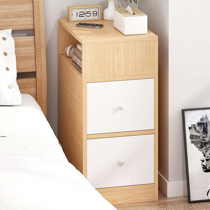 Scandinavian Artificial Panel 2-Drawer Nightstand — White