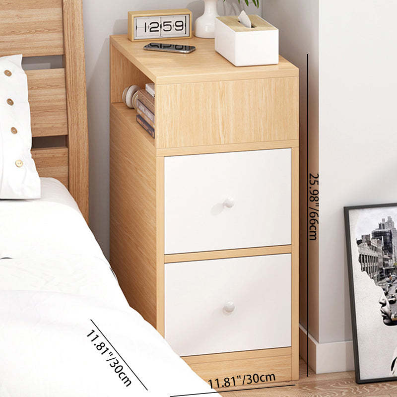 Scandinavian Artificial Panel 2-Drawer Nightstand — White