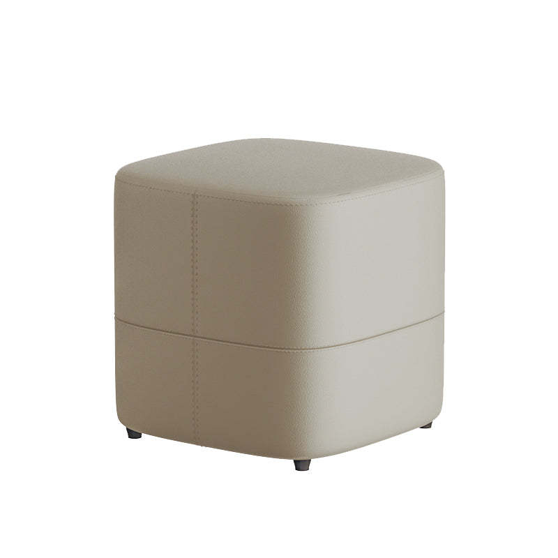 Minimalist Microfiber Leather Solid Wood Low Stool — Orange