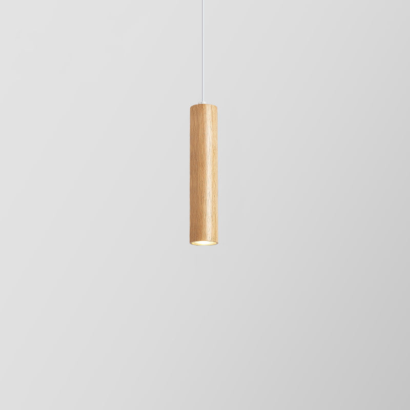 Minimalist Rubberwood Cylinder Spotlight LED Pendant Light