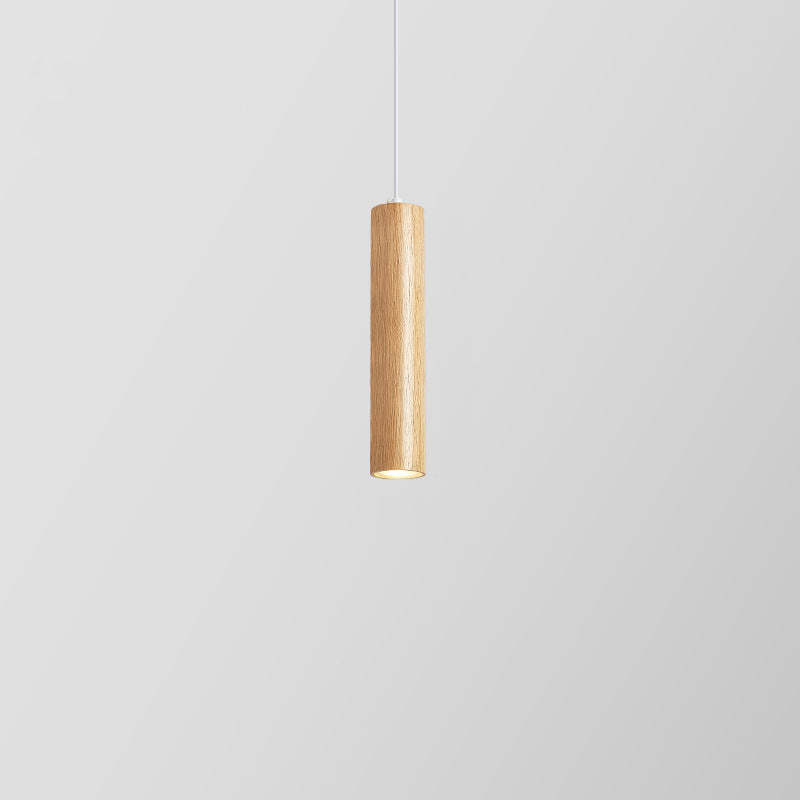Minimalist Rubberwood Cylinder Spotlight LED Pendant Light