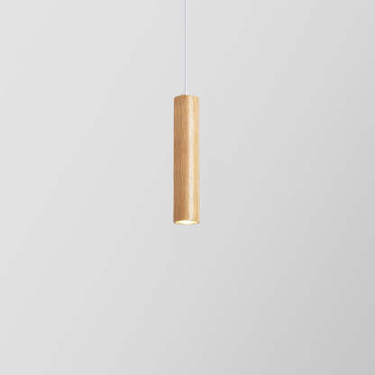 Minimalist Rubberwood Cylinder Spotlight LED Pendant Light