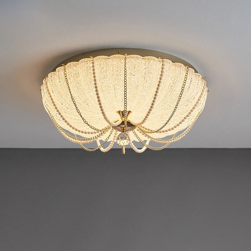 Lighom art deco pumpkin iron flush mount lighting — 3.94" H x 11.81" Dia / Crown / 220V-240V (UK/AU)