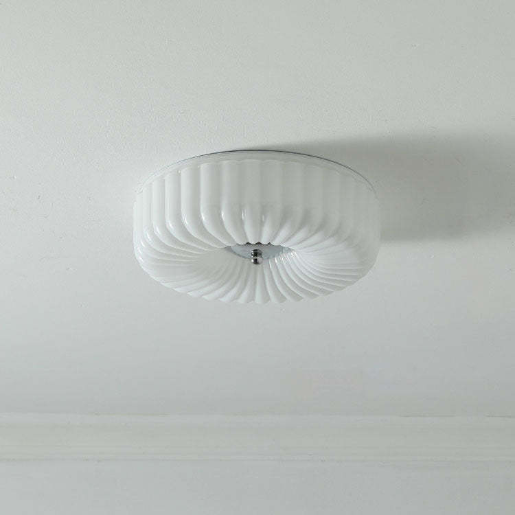 Nordic Striped Glass Round LED Flush Mount Light