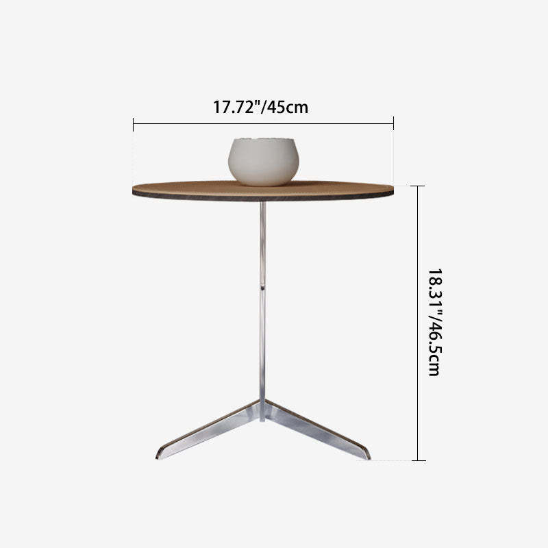 Minimalist Round Leather Steel End Table