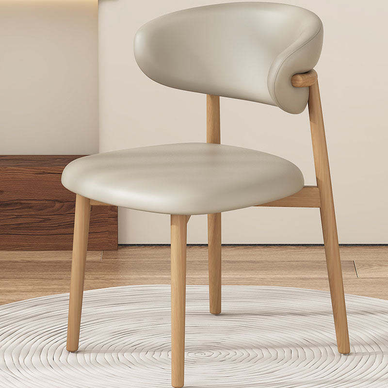 Minimalist Curved Iron Leather Armless Chair — Dark Gray