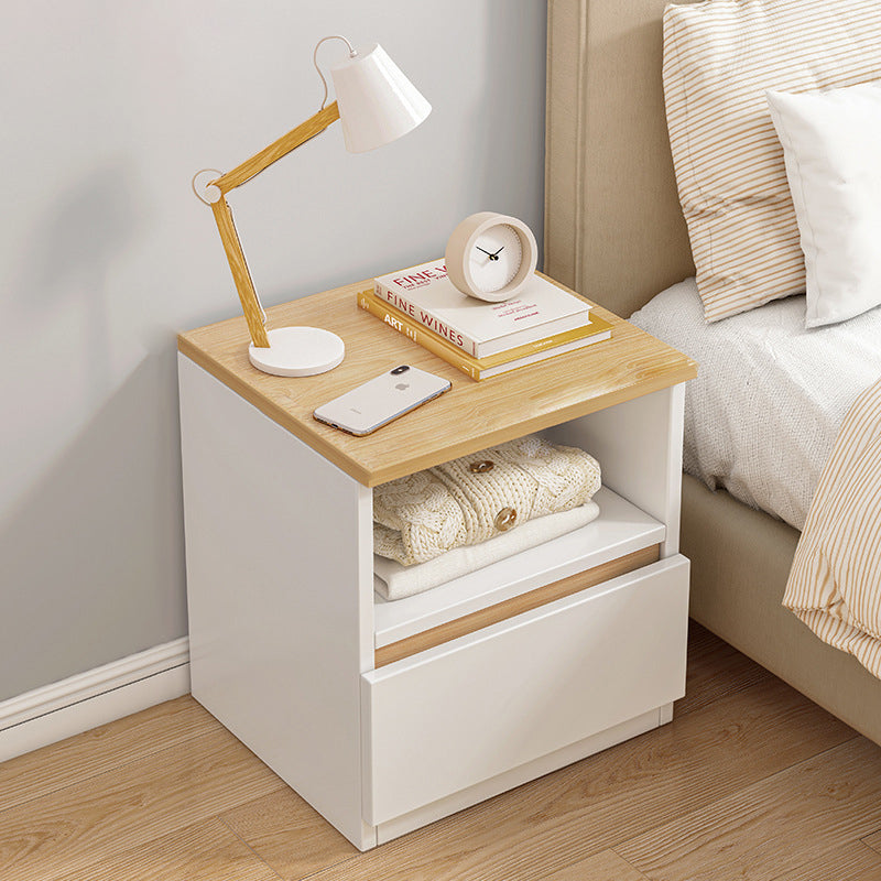 Minimalist Density Panel Cabinet Nightstand — White