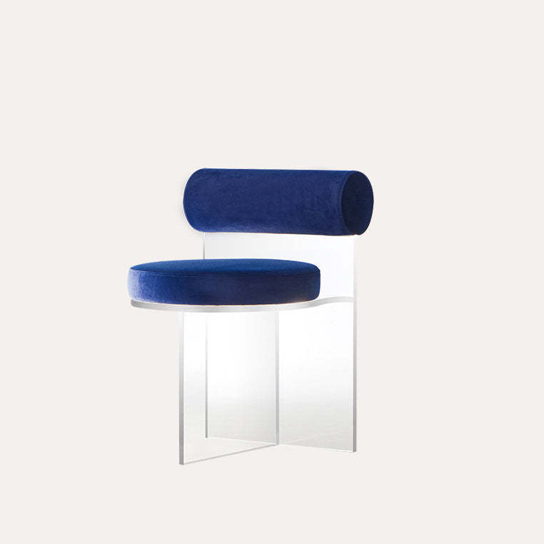 Nordic Round Velvet Acrylic Dining Chair