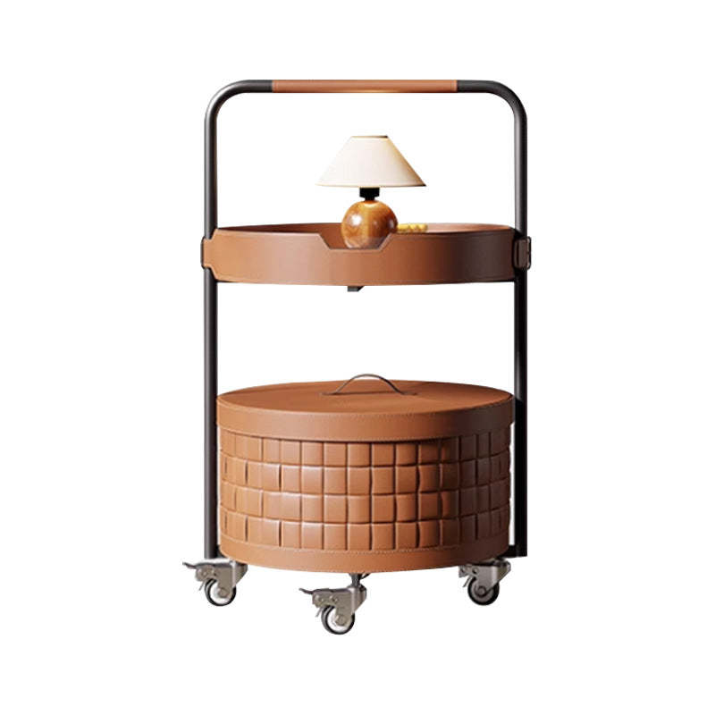 Nordic Round Steel Leather End Table