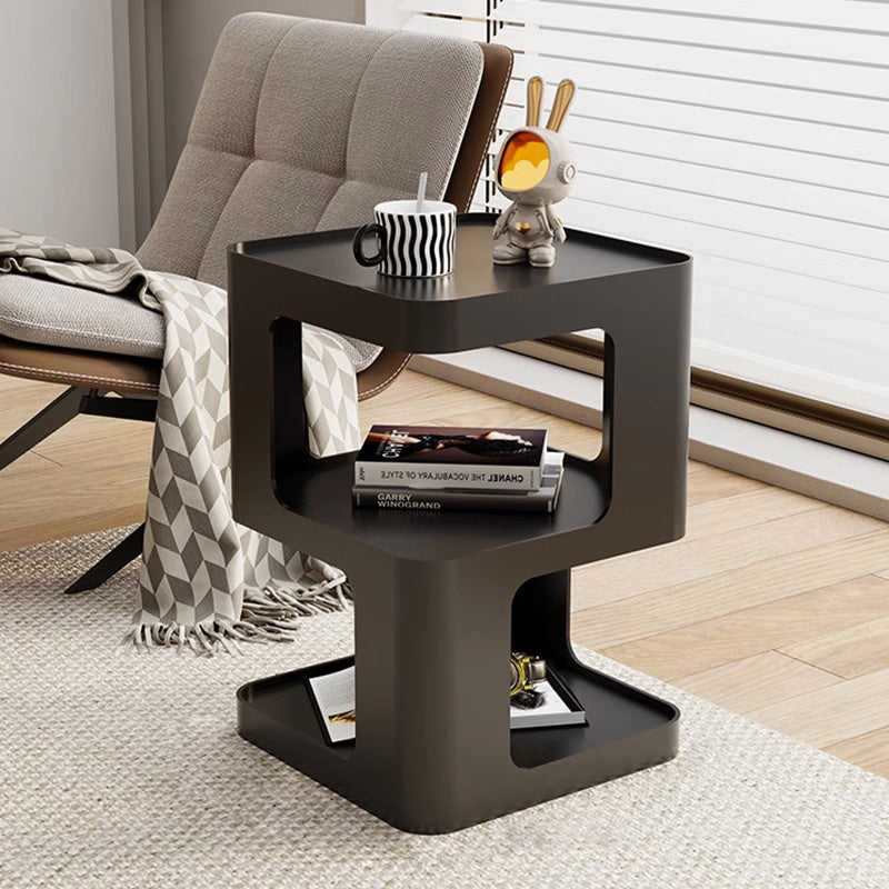 Minimalist Square Metal 2-Tier End Table