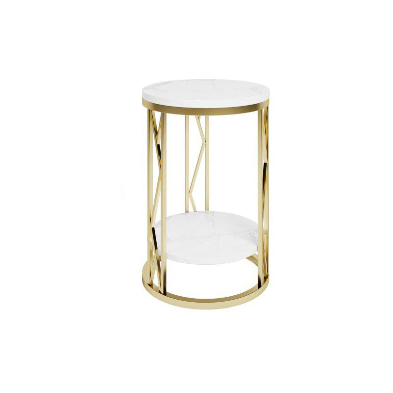 Luxury Round Iron Rock Slab Coffee Table