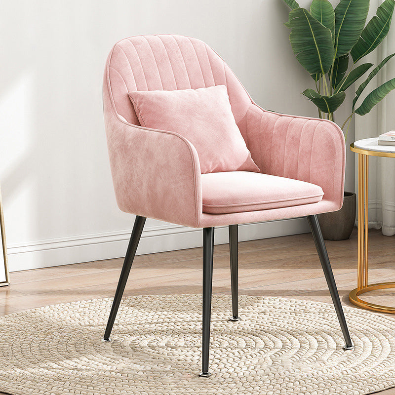 Scandinavian Curved Velvet Metal Dining Chair
