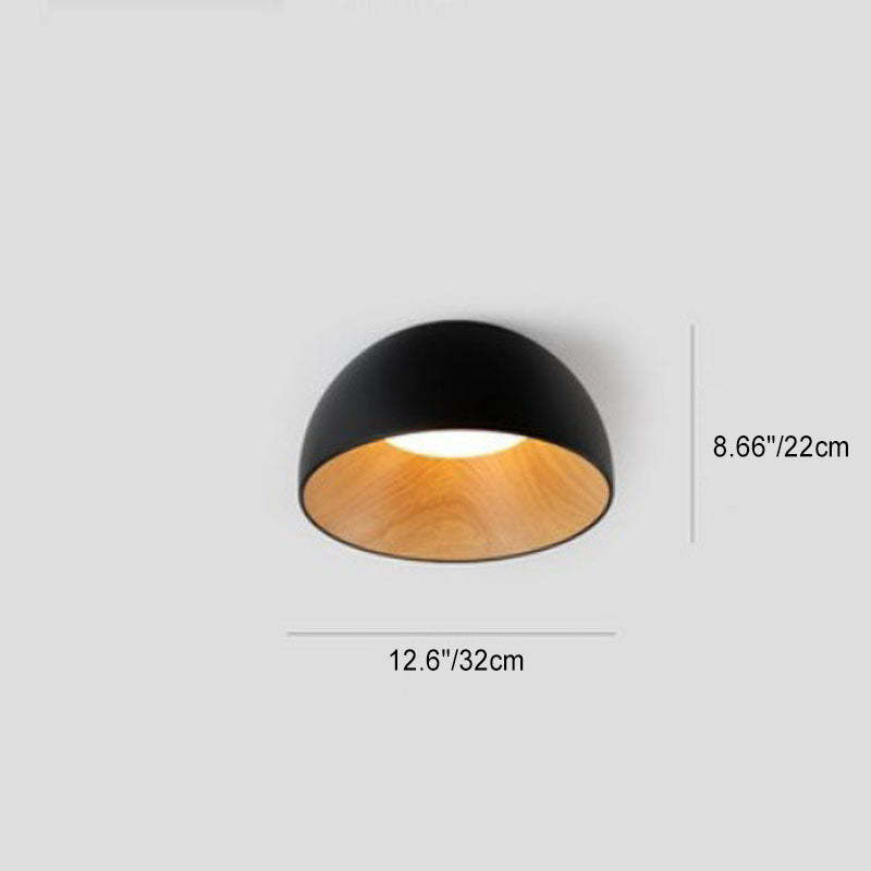 Minimalist Wooden Bowl Iron LED Flush Mount Light