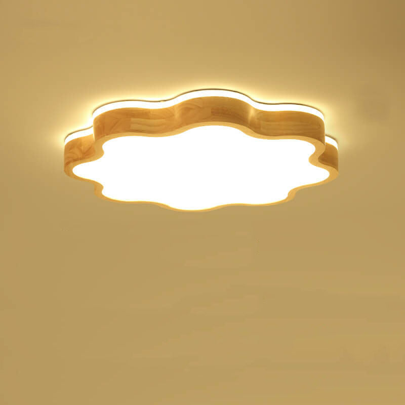 Nordic Flower Wooden LED Flush Mount Light