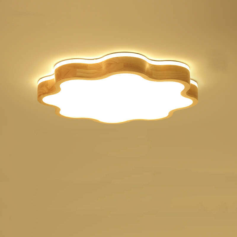 Nordic Flower Wooden LED Flush Mount Light