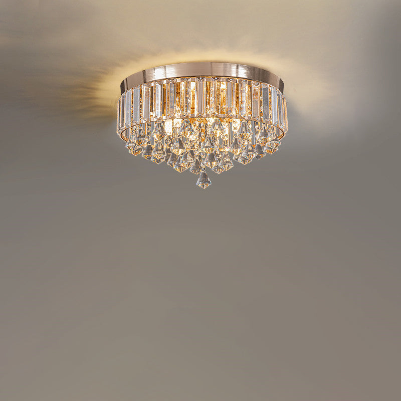 Modern Round Iron Crystal Beads 6/9-Light Flush Mount