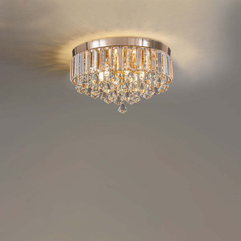 Modern Round Iron Crystal Beads 6/9-Light Flush Mount