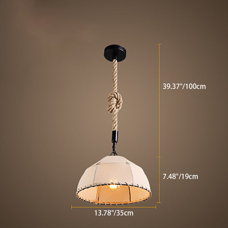 Traditional Rustic Fabric Semicircle Pendant Light