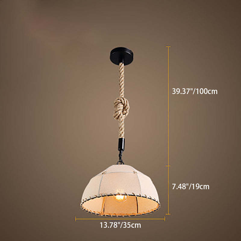 Traditional Rustic Fabric Semicircle Pendant Light
