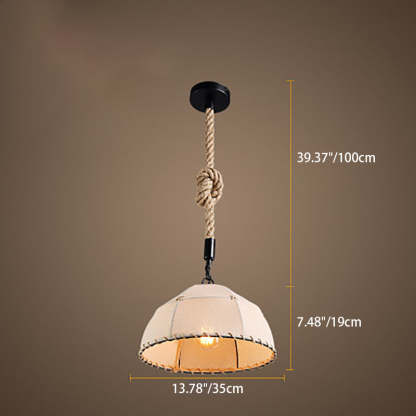 Traditional Rustic Fabric Semicircle Pendant Light