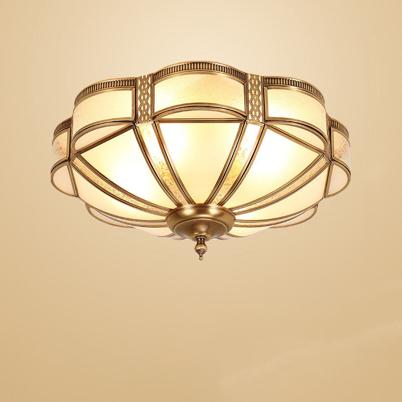 Luxury floral 6-light glass flush mount lighting — 13.78" W x 6.69" H / 220V-240V (UK/AU)