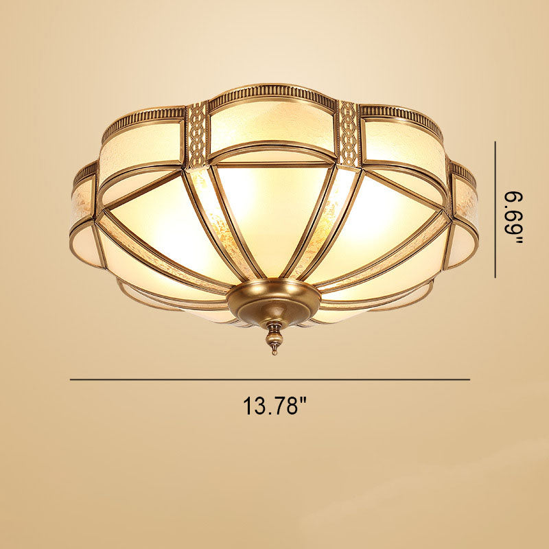 European Floral Copper Glass 3/4/6-Light Flush Mount