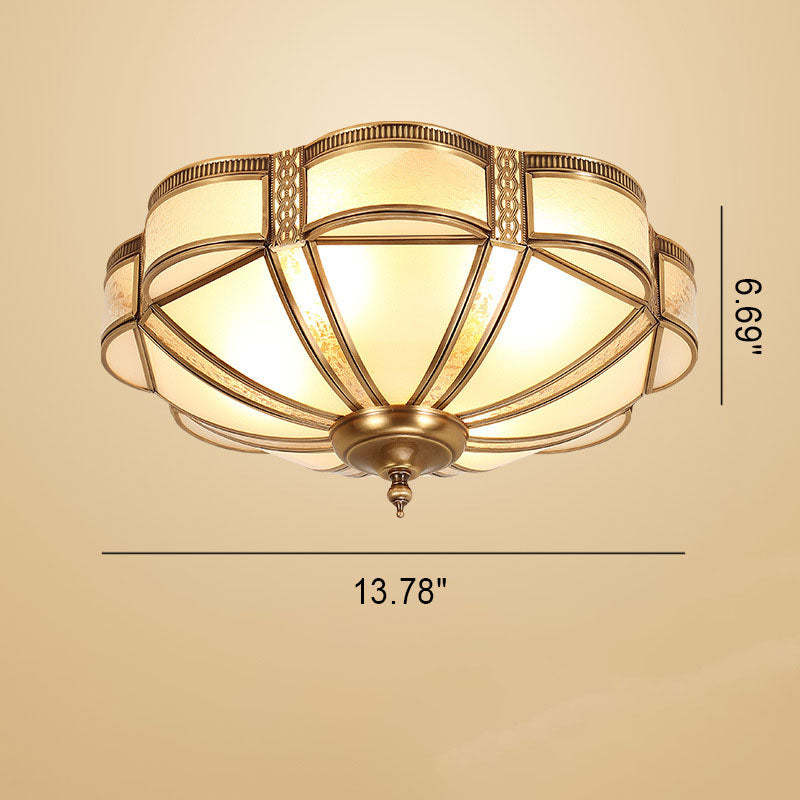 European Floral Copper Glass 3/4/6-Light Flush Mount