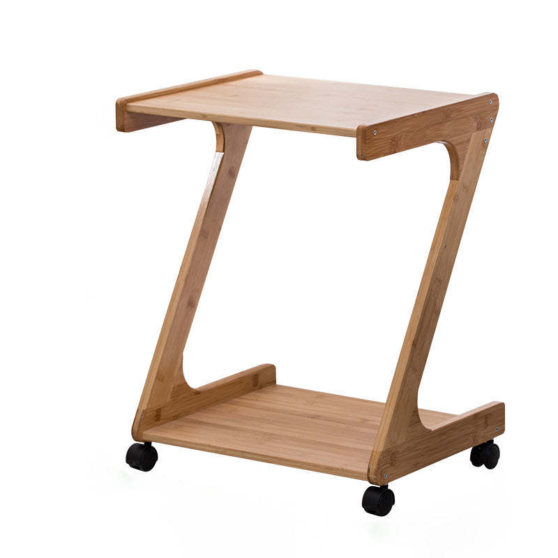 Vintage Z-Shape Wood Rolling End Table