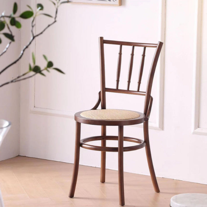 Vintage Round Wood Rattan Chair