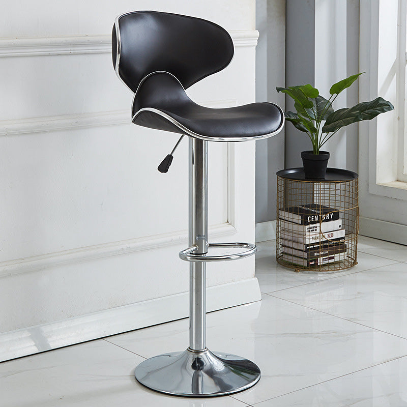 Industrial Curved PU Leather Swivel Bar Stool Wingback