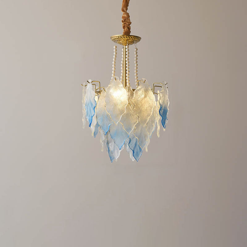 Traditional leaf tree blue chandeliers in iron — 3-Light / 220V-240V (UK/AU)