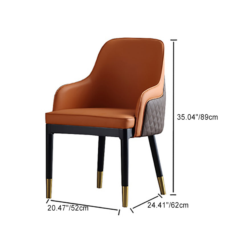 Nordic Leather Wood Metal Dining Chair — B