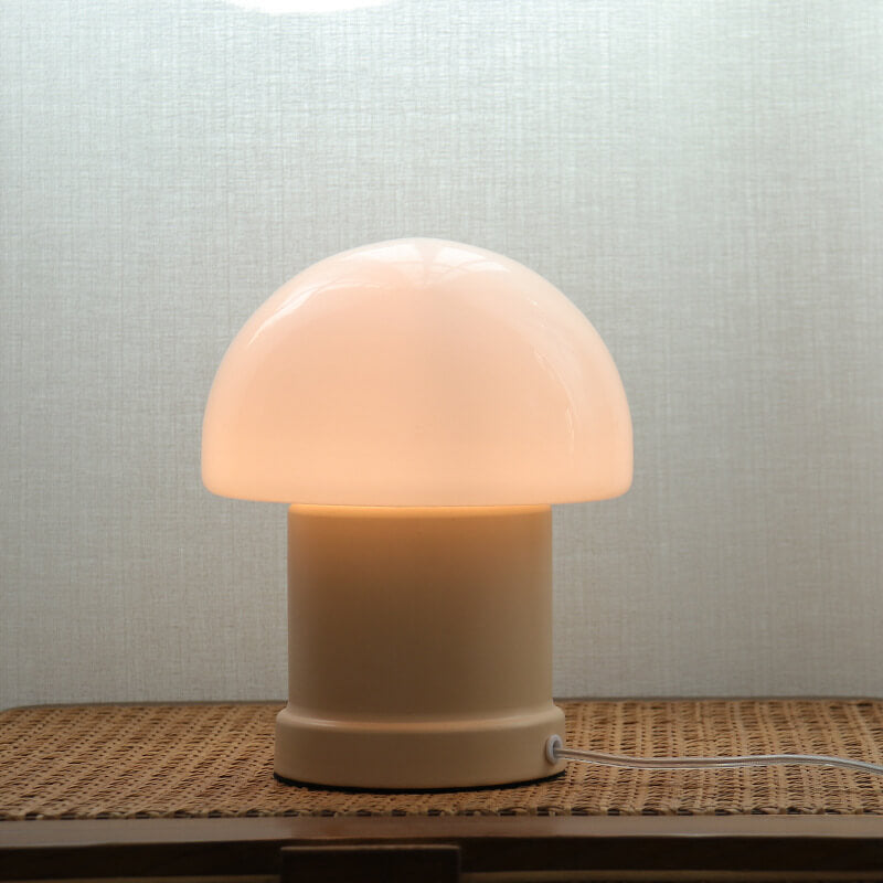 Vintage Cream Mushroom Column Table Lamp