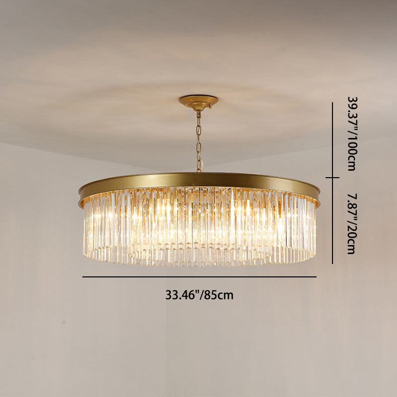 Iron Frame Tiered Crystal 8-Light Chandelier