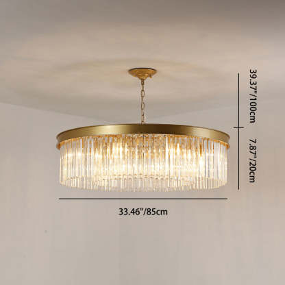 Iron Frame Tiered Crystal 8-Light Chandelier