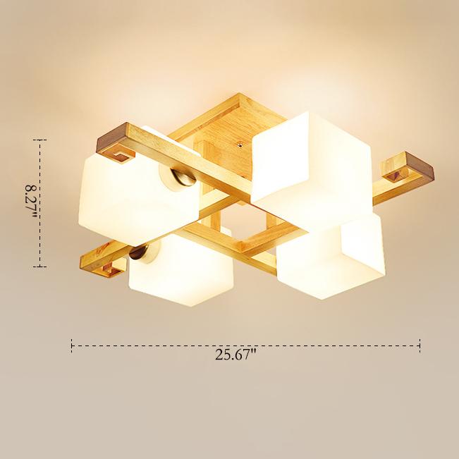 Nordic Solid Wood 4/5/8/9-Light Flush Mount