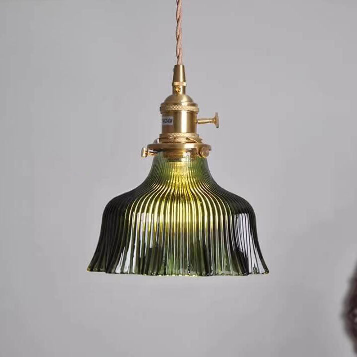 Nordic Flower Copper Walnut Glass Pendant