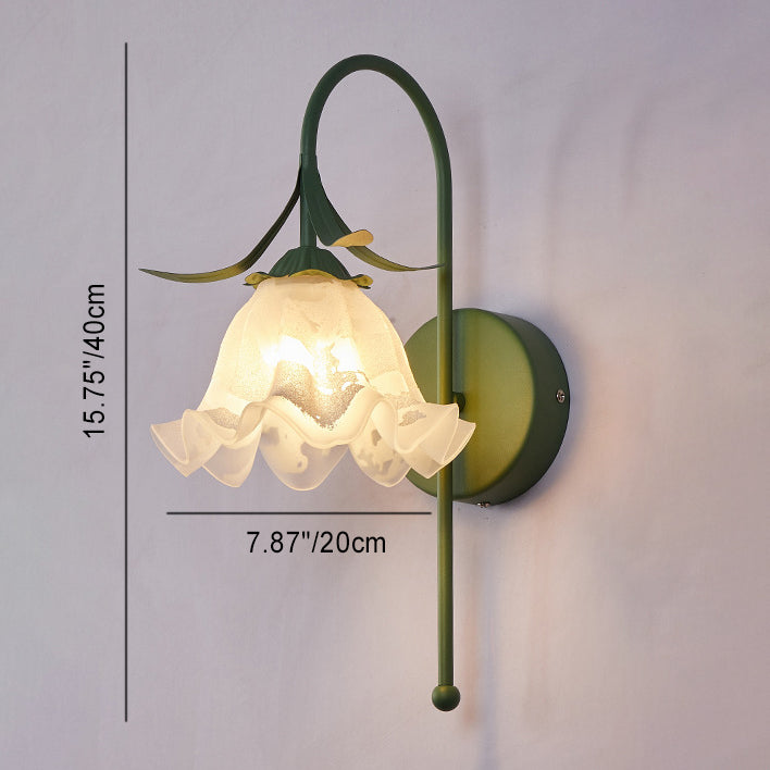 Nordic Vintage Floral Pumpkin Cream Glass Sconce