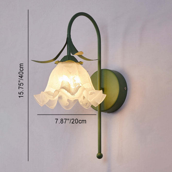 Nordic Vintage Floral Pumpkin Cream Glass Sconce
