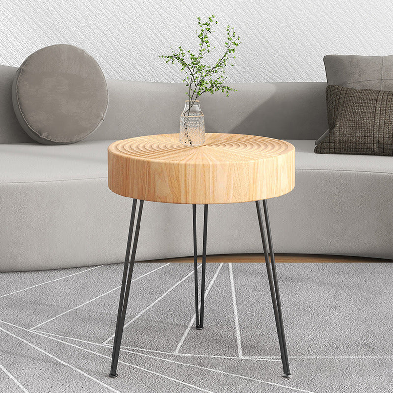 Minimalist Round Annual Wood Steel Coffee Table